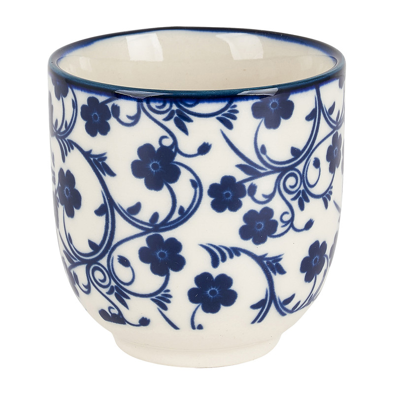Cup blue print - flowers - 150 ml