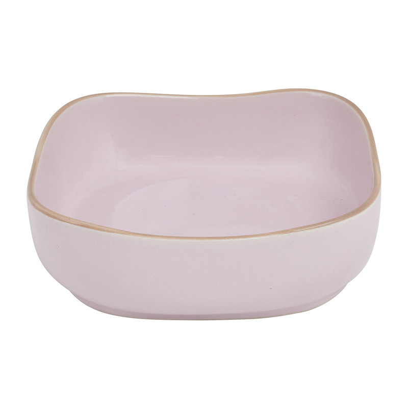 Kom organic vierkant - roze - 15 cm