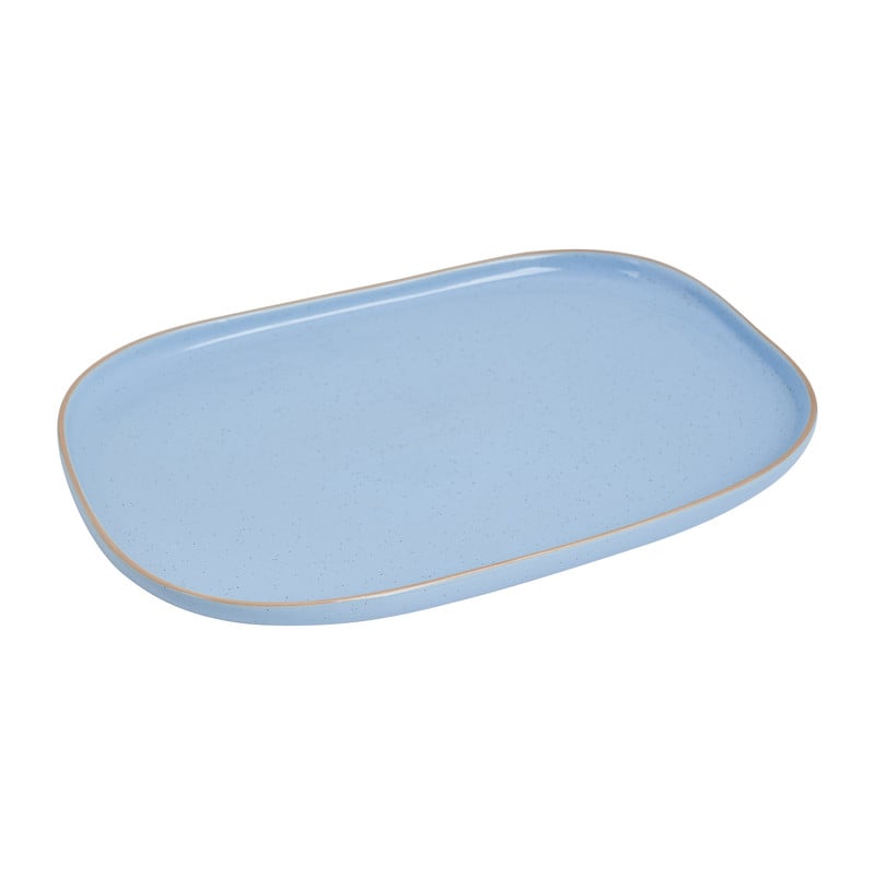 Bord organic - rechthoekig -  blauw - 26,5x18 cm