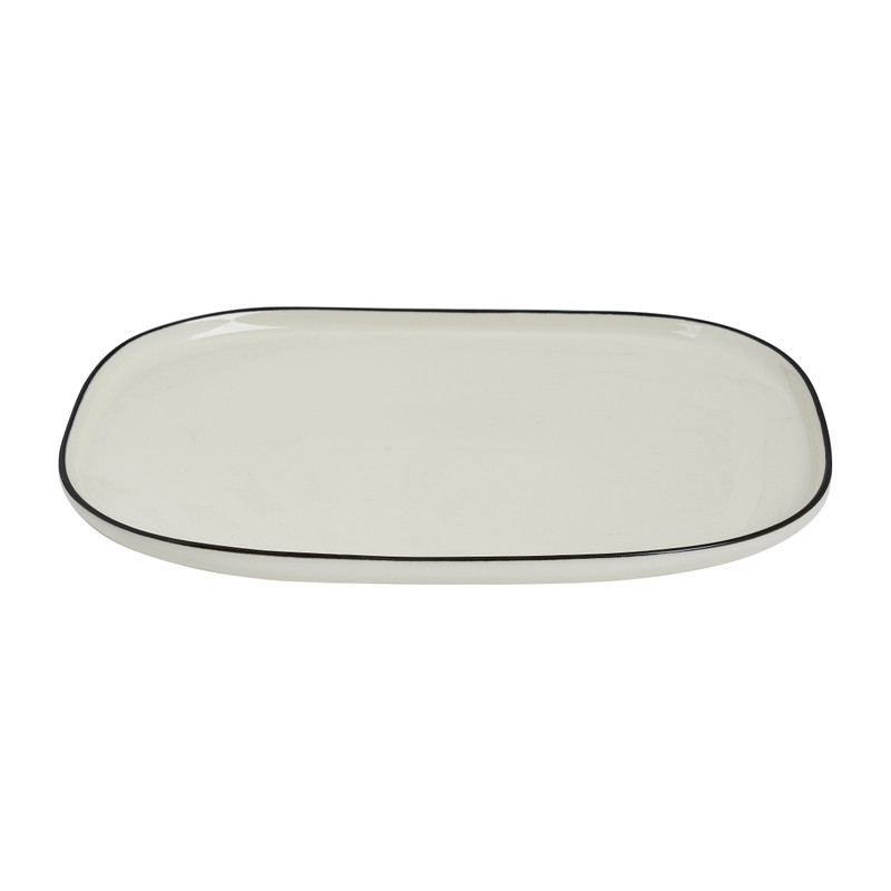 Bord organic - rechthoekig -  wit - 26,5x18 cm