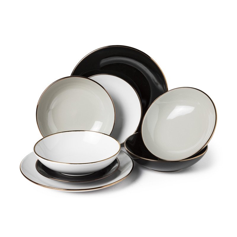 Diep bord goldline - wit/goud - ø20x10 cm