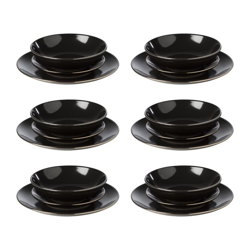 Serviesset goldline - zwart/goud - 18-delig - 6 persoons