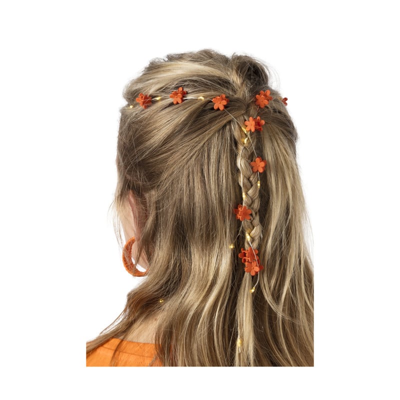 Haarlichtjes met klemmetjes - oranje
