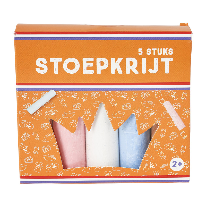 Stoepkrijt - rood/wit/blauw/oranje - set van 5