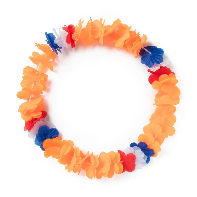 Bloemenketting - oranje/rood/wit/blauw
