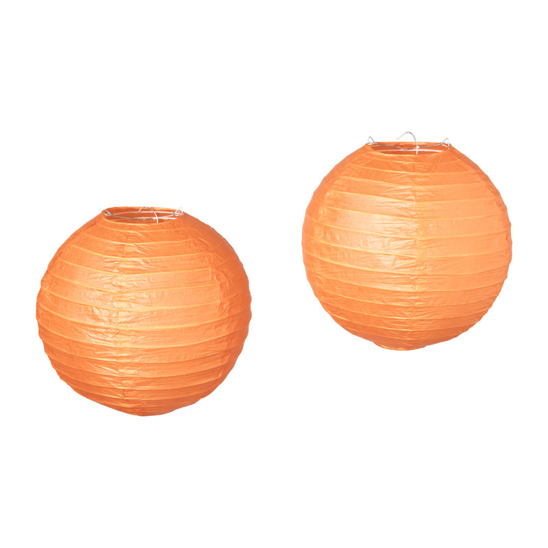 Papieren lampion - oranje - set van 2