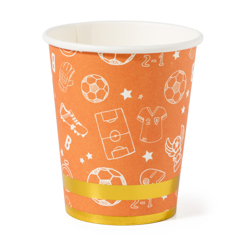 Bekers oranje voetbal - set van 12