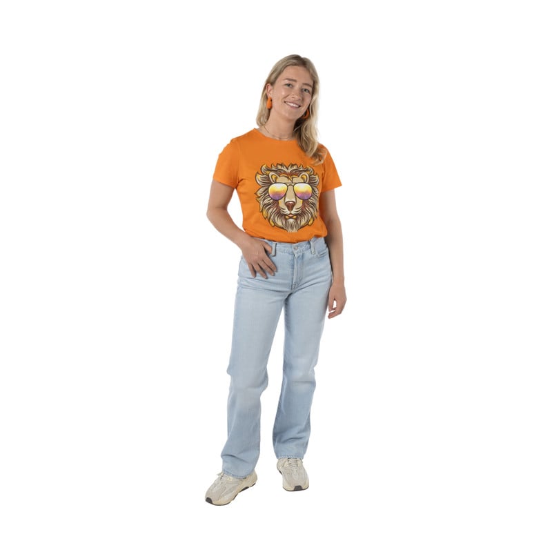 T-shirt leeuw - oranje - L/XL