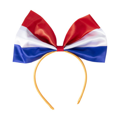 Tiara met strik - oranje/rood/wit/blauw