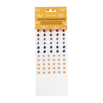Face diamonds - oranje/rood/wit/blauw - set van 90