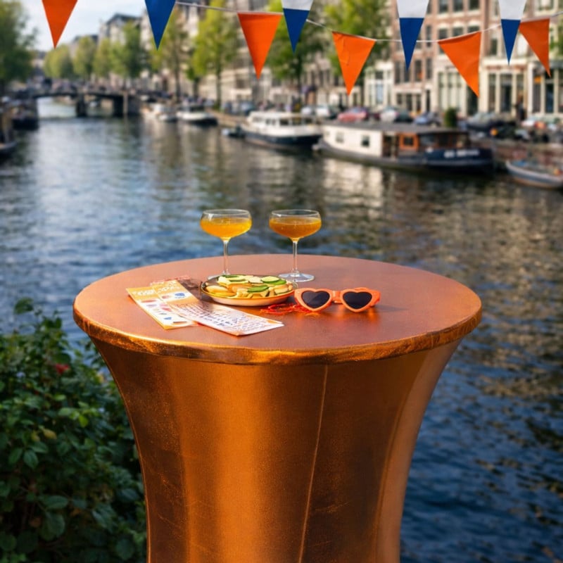 Statafelrok metallic - oranje - ø80x110 cm