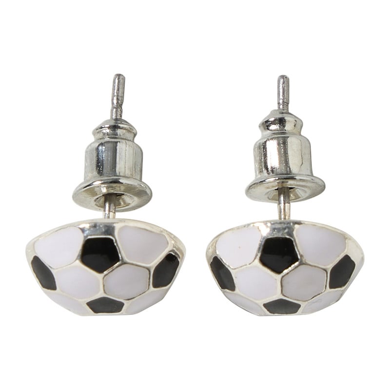 Oorbellen voetbal - wit/zwart 