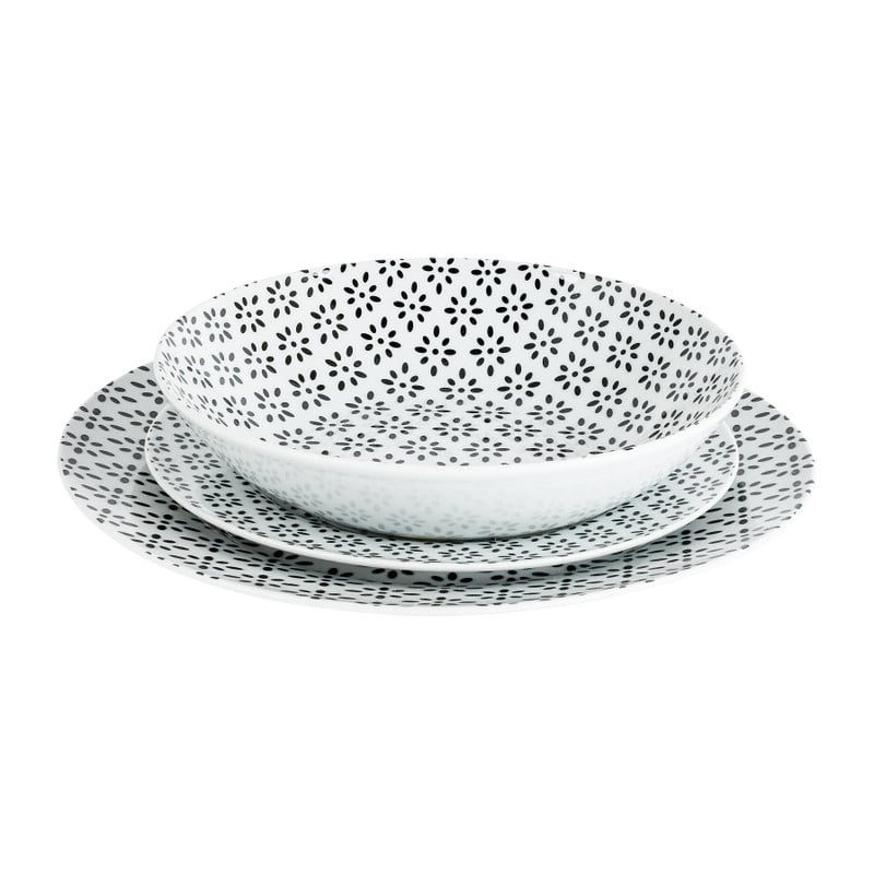 Serviesset Seoul - zwart/wit - 18-delig