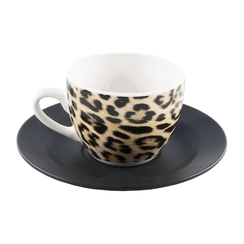 Koffie set  - luipaard/zwart - 18-delig