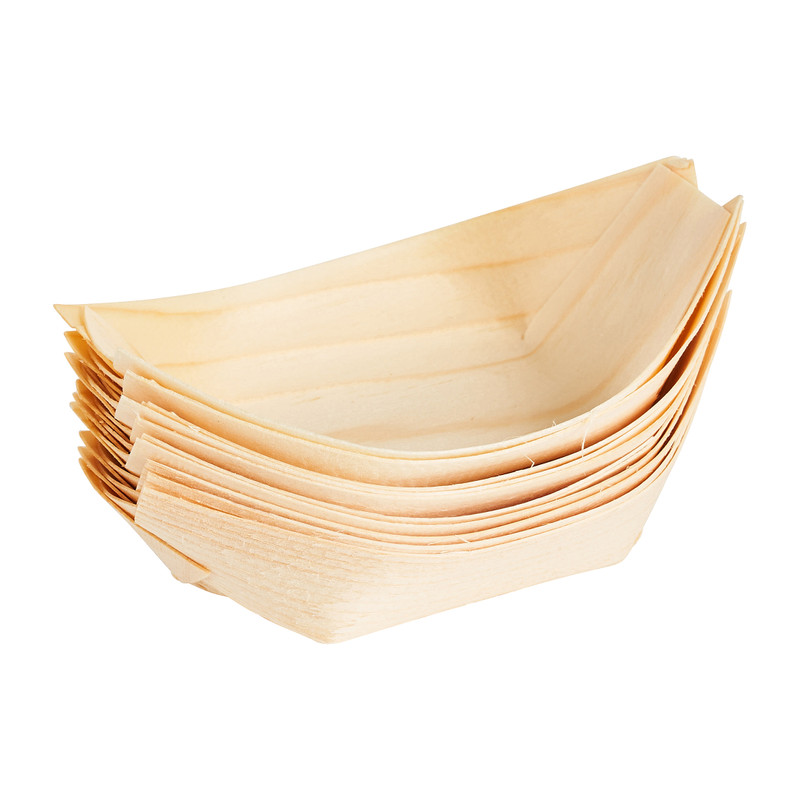 Amuseschaaltjes van dennenhout - set van 10 - 12x5x18 cm