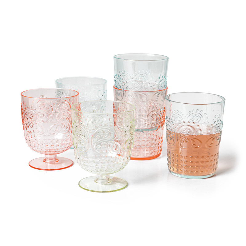 Beker romantic kunststof - helder - 450 ml 