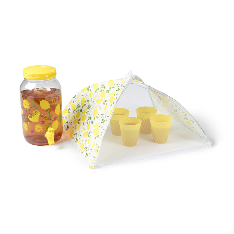 Foodcover citroen - geel/wit - 45x45 cm