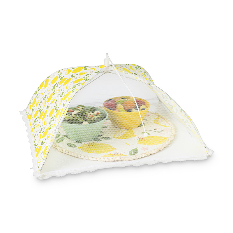 Foodcover citroen - geel/wit - 45x45 cm