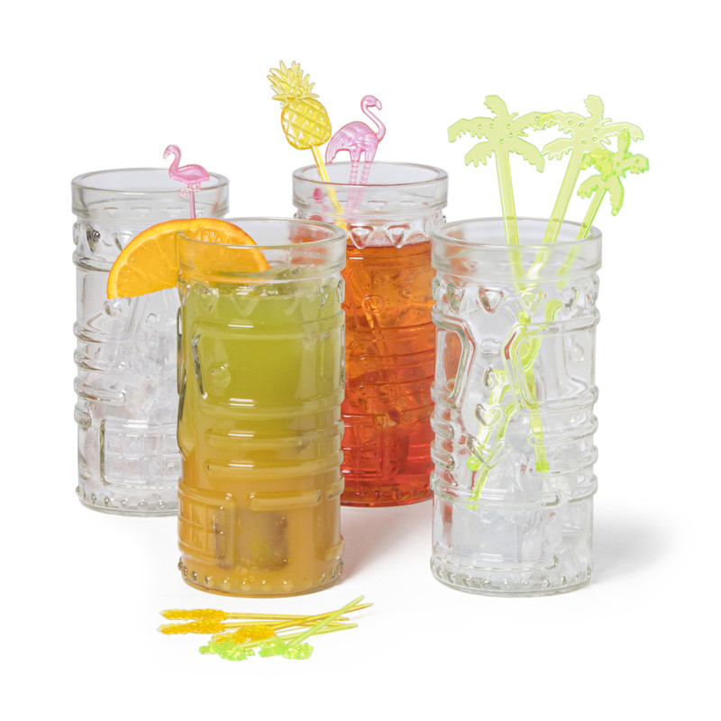 Cocktail roerstaafjes - flamingo - set van 12