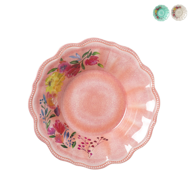 Diep bord flowers - diverse kleuren - ⌀21 cm 