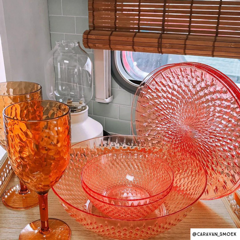 Wijnglas dots - oranje - ø8x19.8 cm