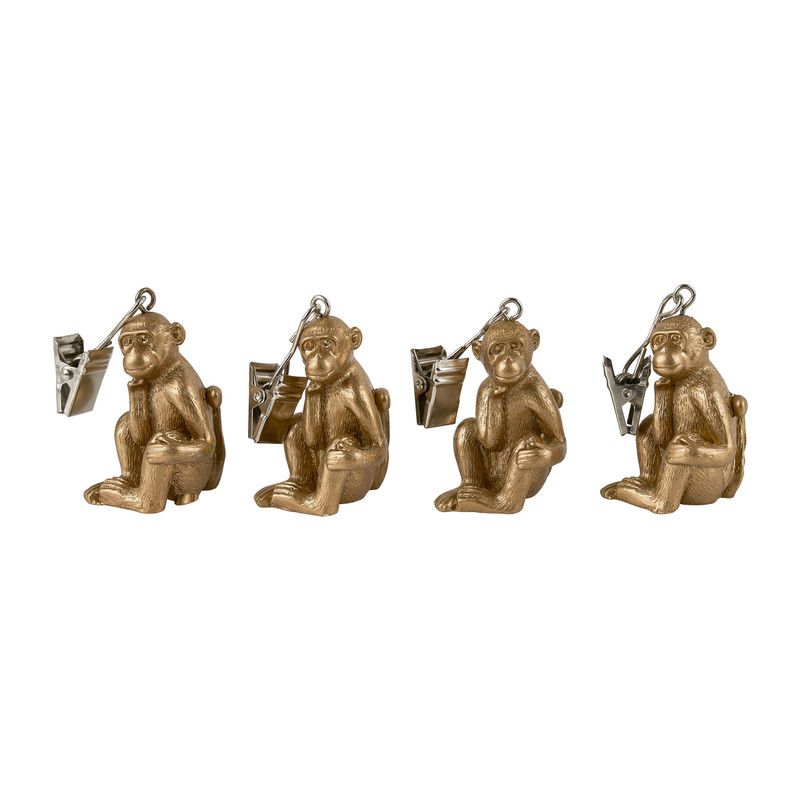 Tafelkleedgewicht - aapje - goudkleurig - 4 stuks