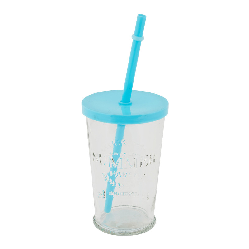 Drinkbeker met rietje - diverse kleuren - 270 ml 