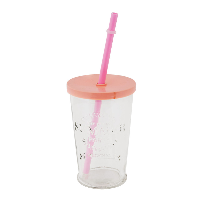 Drinkbeker met rietje - diverse kleuren - 270 ml 