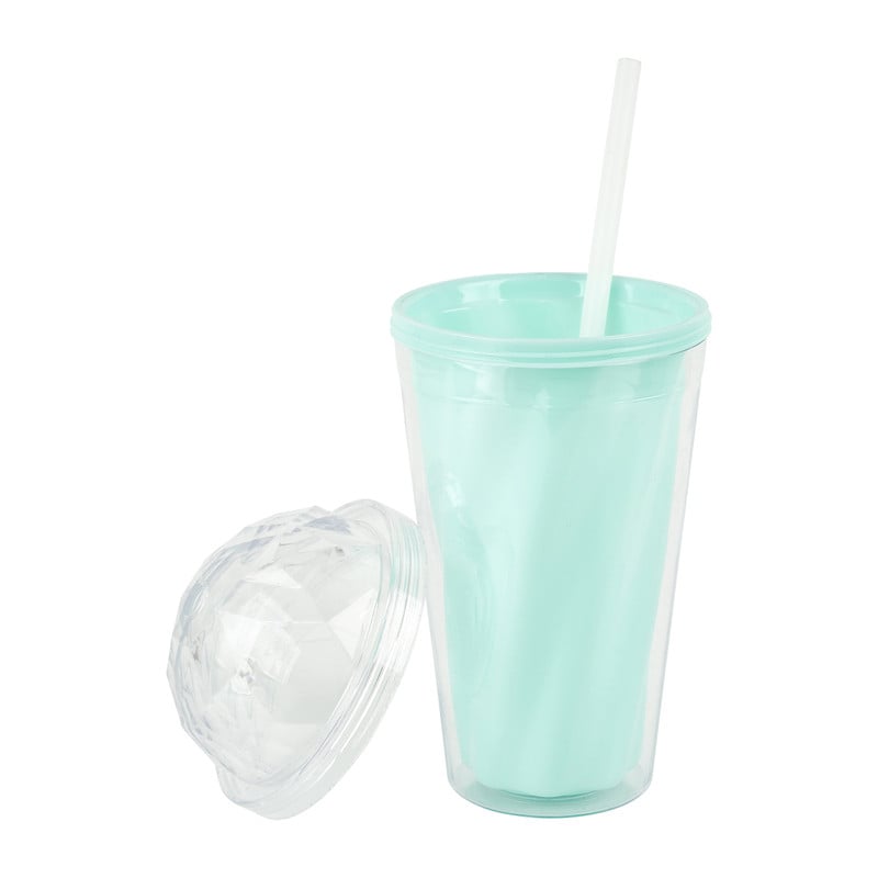 Drinkbeker met rietje - diverse kleuren - 400 ml