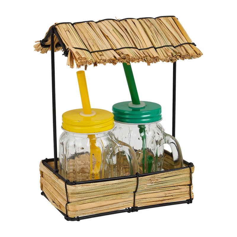 Rieten huisje - 2 drinkbekers