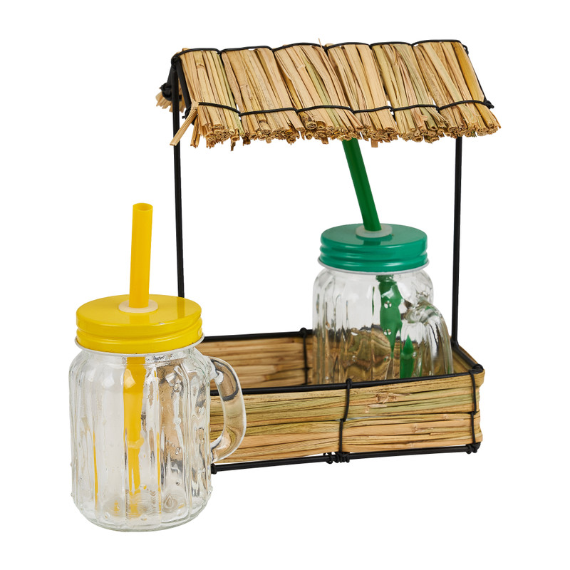 Rieten huisje - 2 drinkbekers