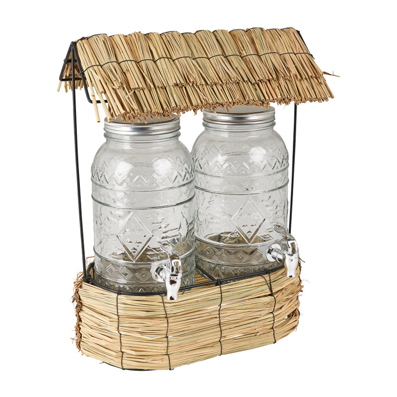 Rieten huisje met limonadekannen