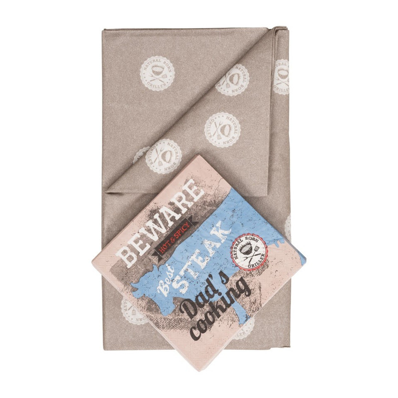 Servetten + tafelkleed BBQ grijs