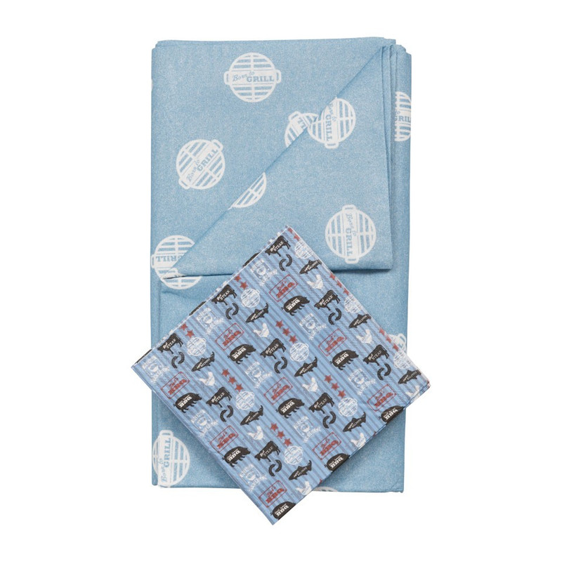 Servetten + tafelkleed BBQ blauw