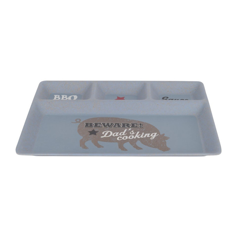 BBQ viervaksbord bamboe - blauw