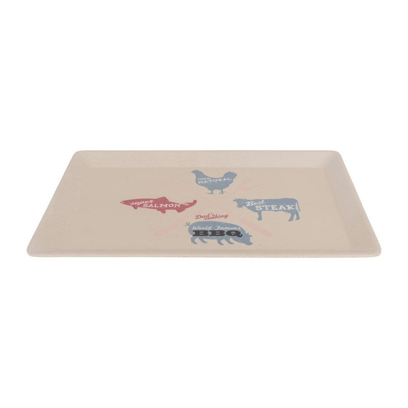 Bamboe schaal BBQ decor - crème