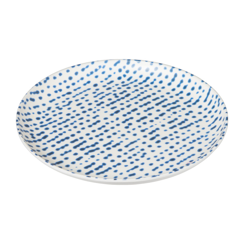 Ontbijtbord Santorini gestipt - wit/blauw- ø21 cm