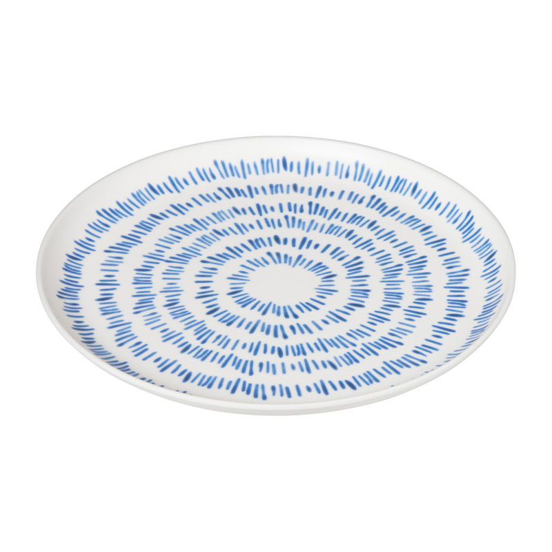 Dinerbord Santorini gestreept - wit/blauw - ø25,2 cm