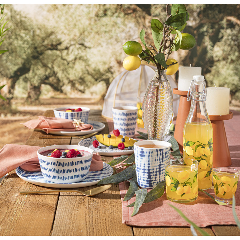 Dinerbord Santorini gestreept - wit/blauw - ø25,2 cm