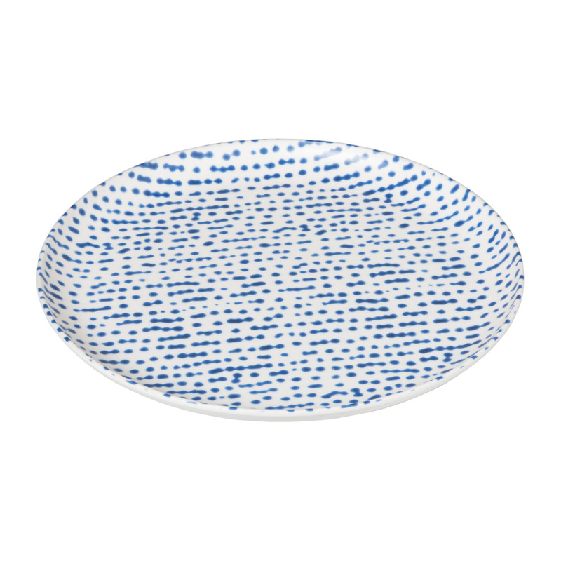 Dinerbord Santorini gestipt - wit/blauw - ø25,2 cm