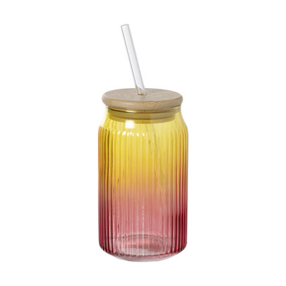 Mason jar iriserend - roze - ø7.5x14 cm