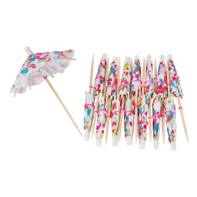 Cocktail parapluutjes confetti - set van 16