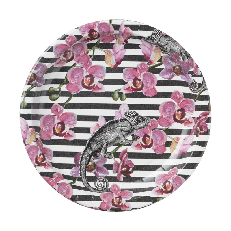 Wegwerpbordjes  groot orchidee - set van 8