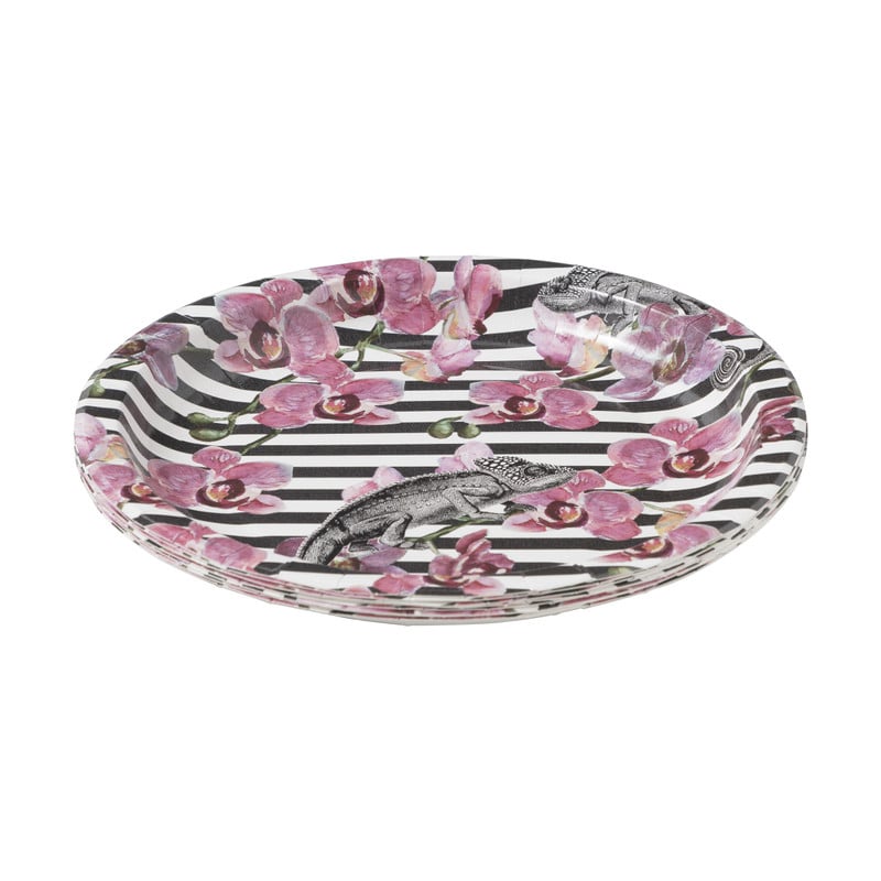 Wegwerpbordjes  groot orchidee - set van 8