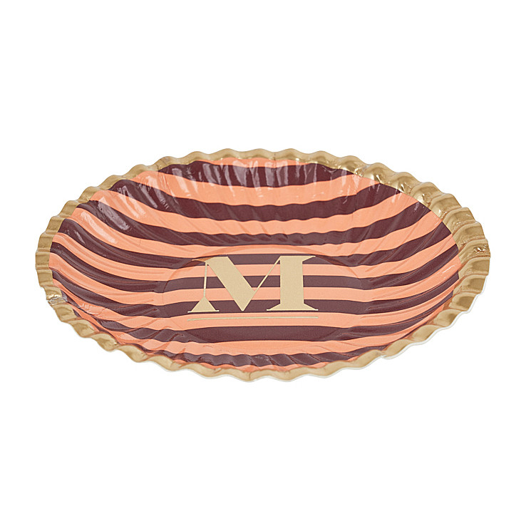 Papieren bordjes gestreept - ø10 cm - set van 8