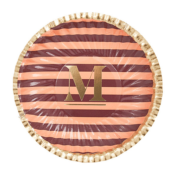 Papieren bordjes gestreept - ø10 cm - set van 8