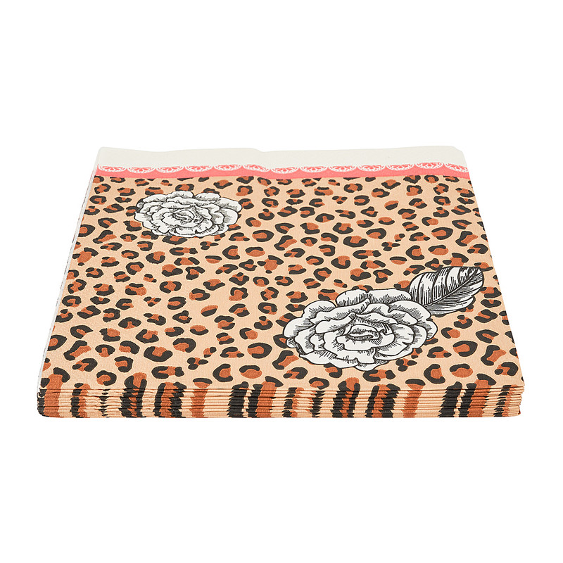 Servetten leopard - set van 16 - 16.5x16.5 cm 