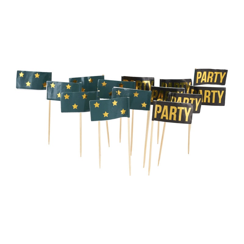 Prikkers party  - groen/zwart - 16 stuks
