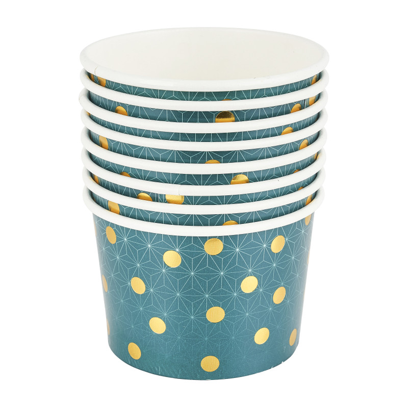 Snack cup party - groen/goud - set van 8