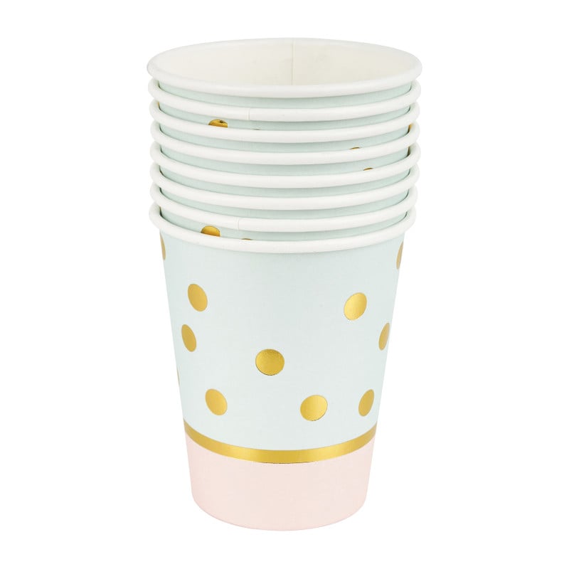 Beker party - groen/roze - set van 8